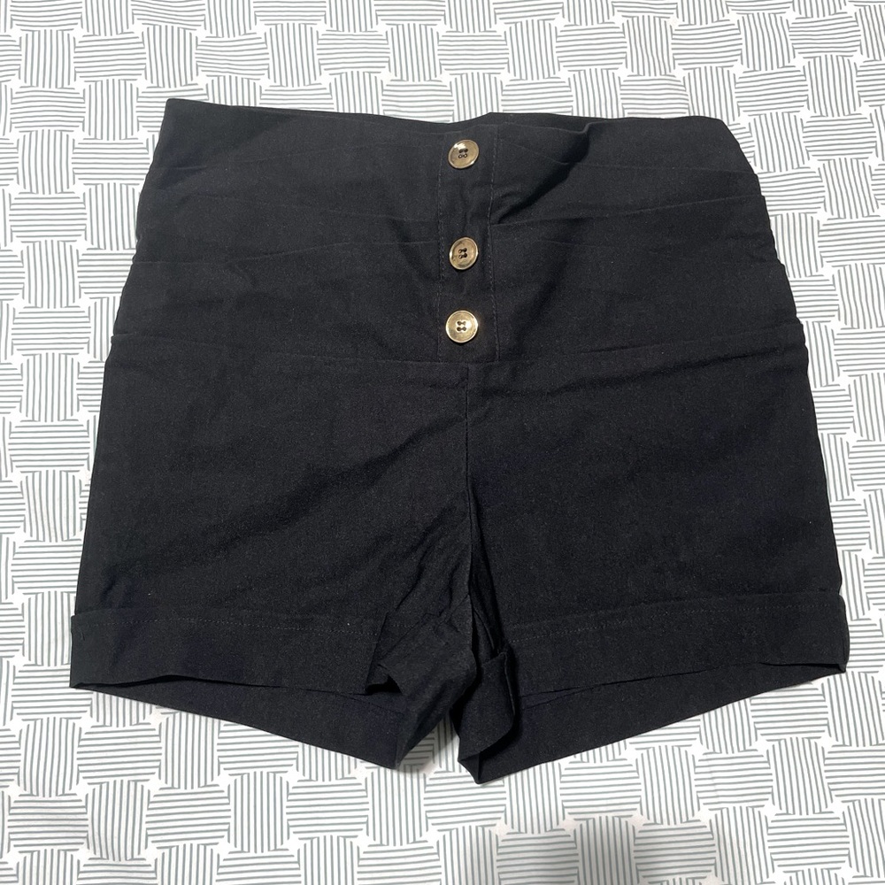 Black high waisted shorts with gold button detail - Charlotte Russe Small
